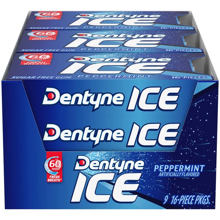 Dentyne Ice 9 Ct 16 Pieces Peppermint Packs Tray for wholesale by Long Island Candy Factory