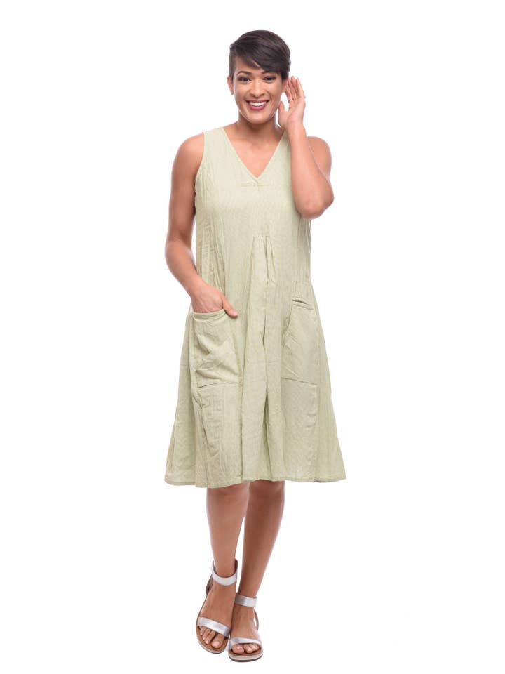 Tulip Clothing - Wholesale Dress - Women's - CV656 Poppie Dress in Green White Houndstooth