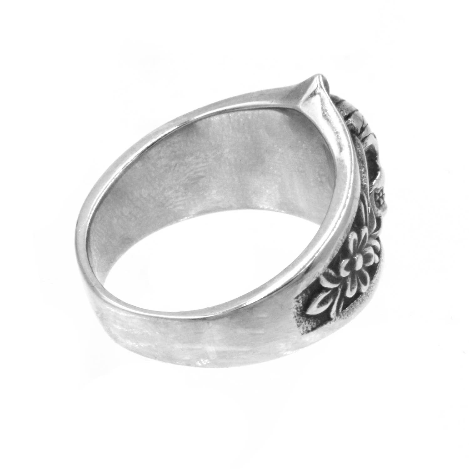 Awaken - Wholesale Signet Ring - Skull ring surrounded by flowers A-5712