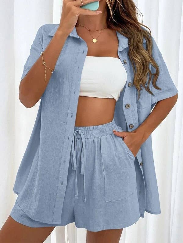 Sweetkama – wholesale Top & short set (NOT loungewear) – Women’s – Sweetkama Ladies Solid Color Top and Short Set Daily Set3