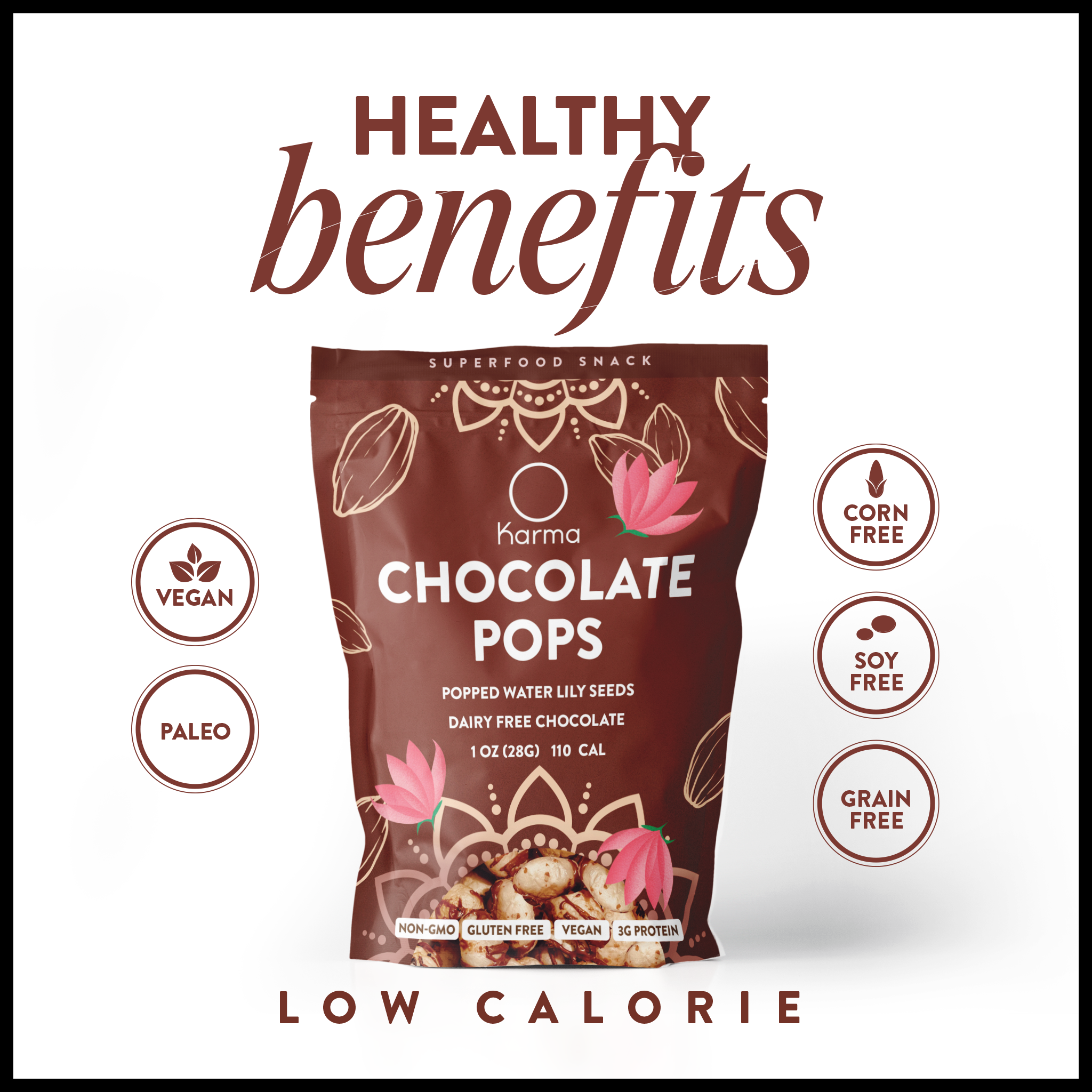 Karma Wellness Kitchen - Vente Friandises enrobées de chocolat - Graines de nénuphar soufflées - Chocolat - En-cas2