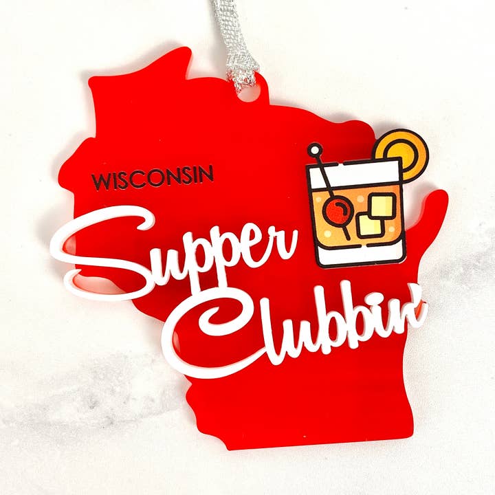 Décoration en acrylique « Wisconsin Supper Clubbin » pour la vente par Atomic Kraftworks
