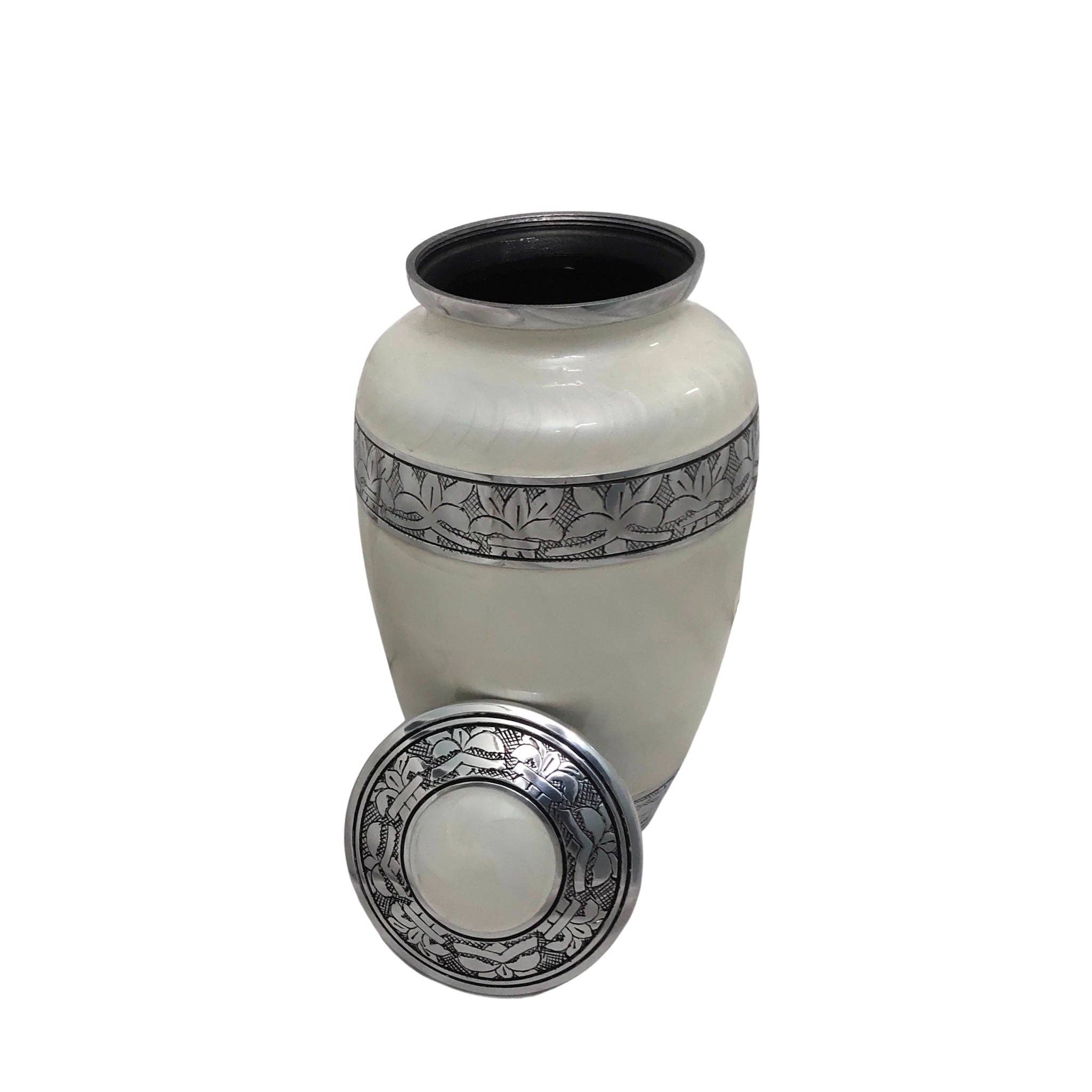 Plutus imports – wholesale Urn – Aluminum Classic Leaf Pattern Adult Cremation Urn4
