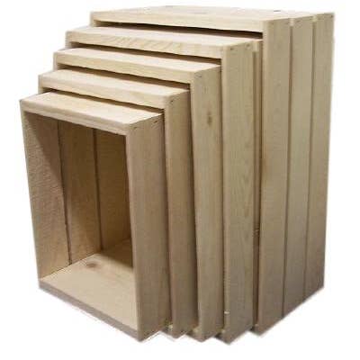 Poole & Sons Inc. - Wholesale Storage Bin - Slatted Wooden Nesting Crates 5 Piece (One Set)