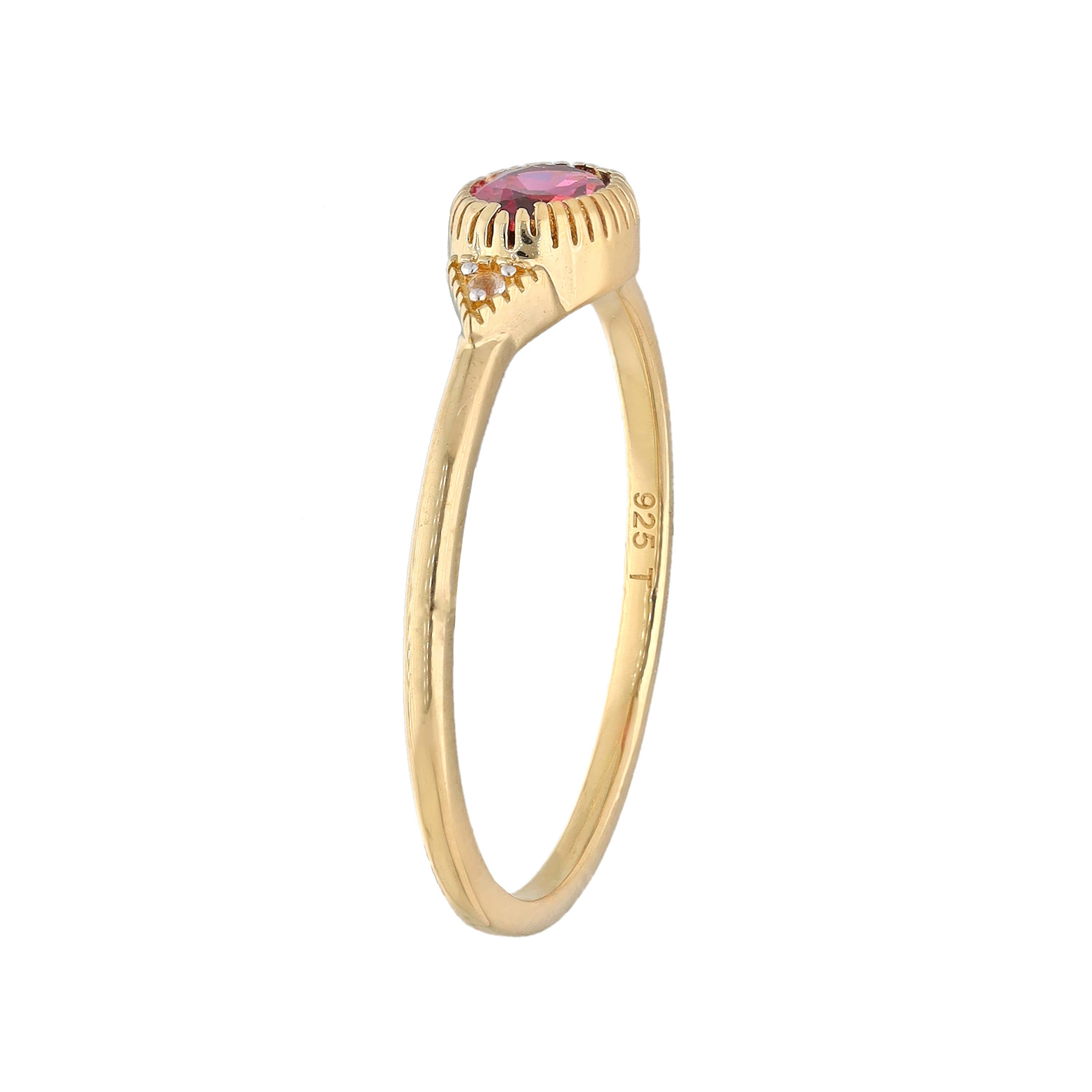 Tiramisu - Wholesale Engagement Ring - Gold Plated Over Silver Rhodolite Garnet Solitaire Ring2