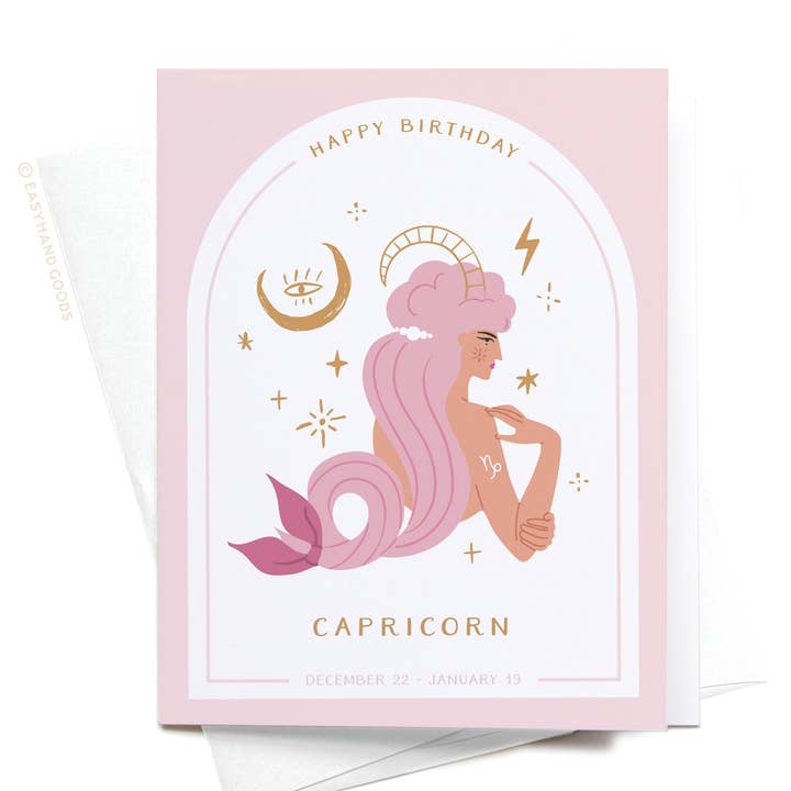 Happy Birthday Capricorn Zodiac Greeting Card for wholesale by Easyhand Goods – formerly Onderkast