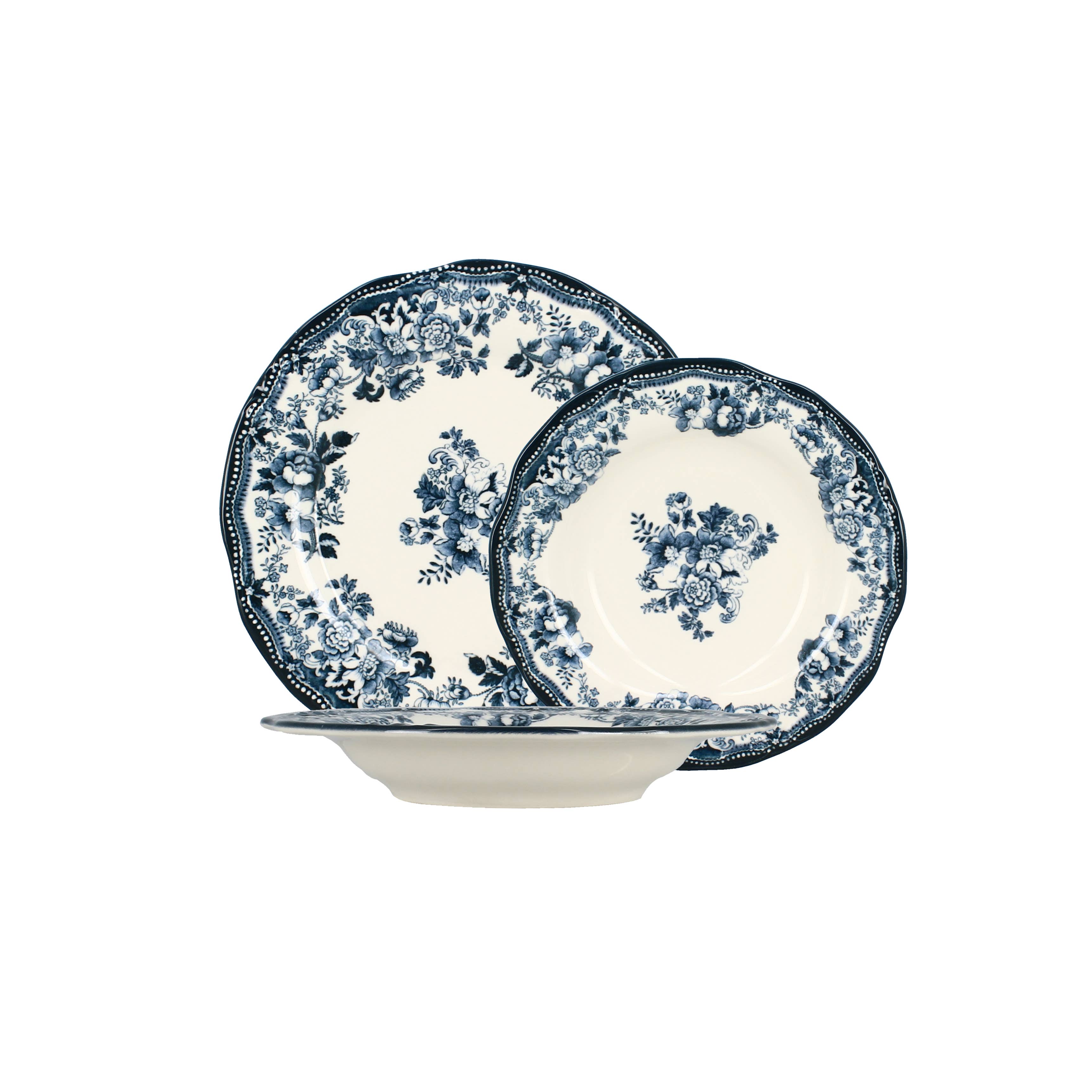 Novastyl - Wholesale Dinner Plate - Faustine deep plate 22cm in blue porcelain1