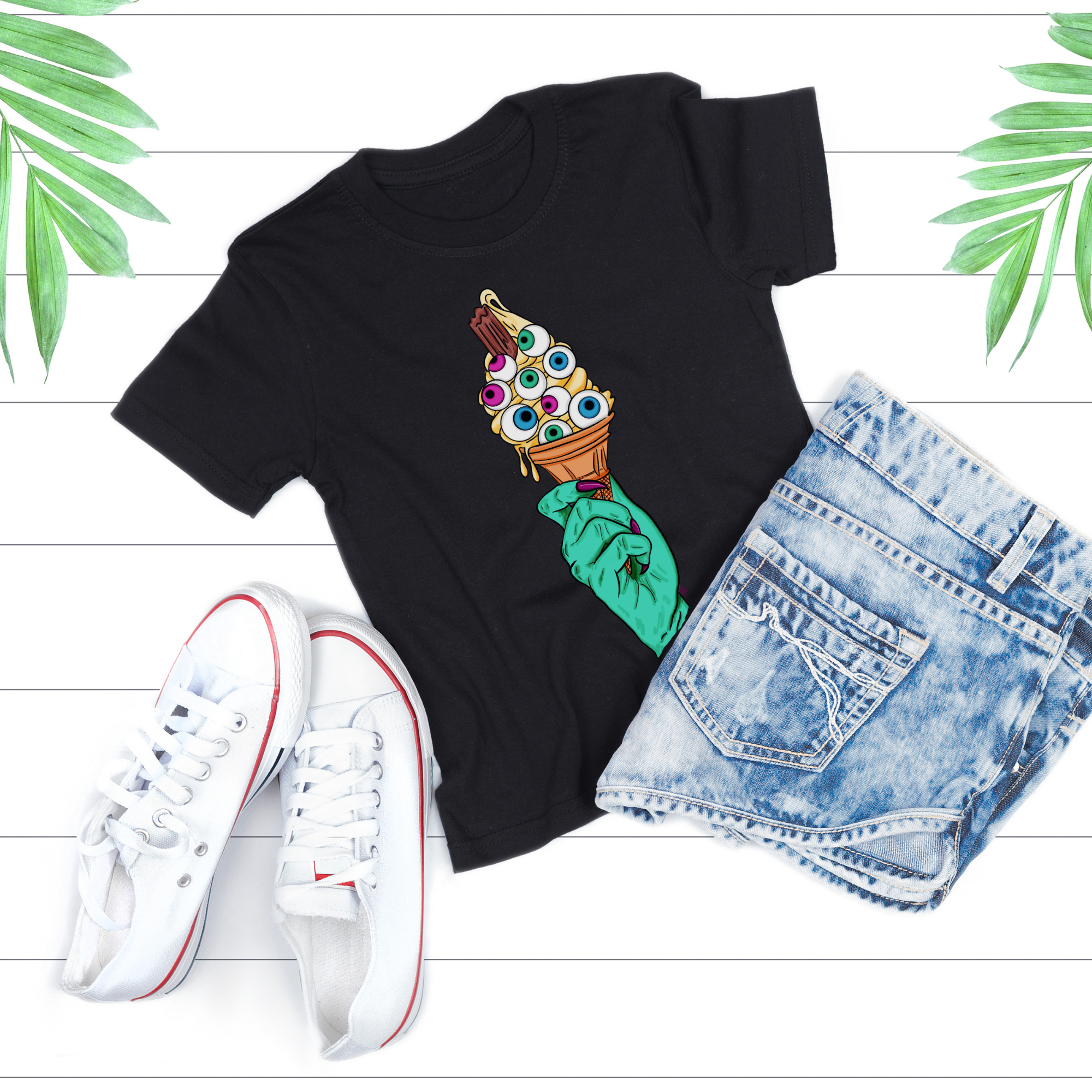 Hannah Kate Makes - Wholesale T-Shirt (Graphic) - Unisex - Eye Scream T-shirt - Black - Ice Cream - 100% Cotton5