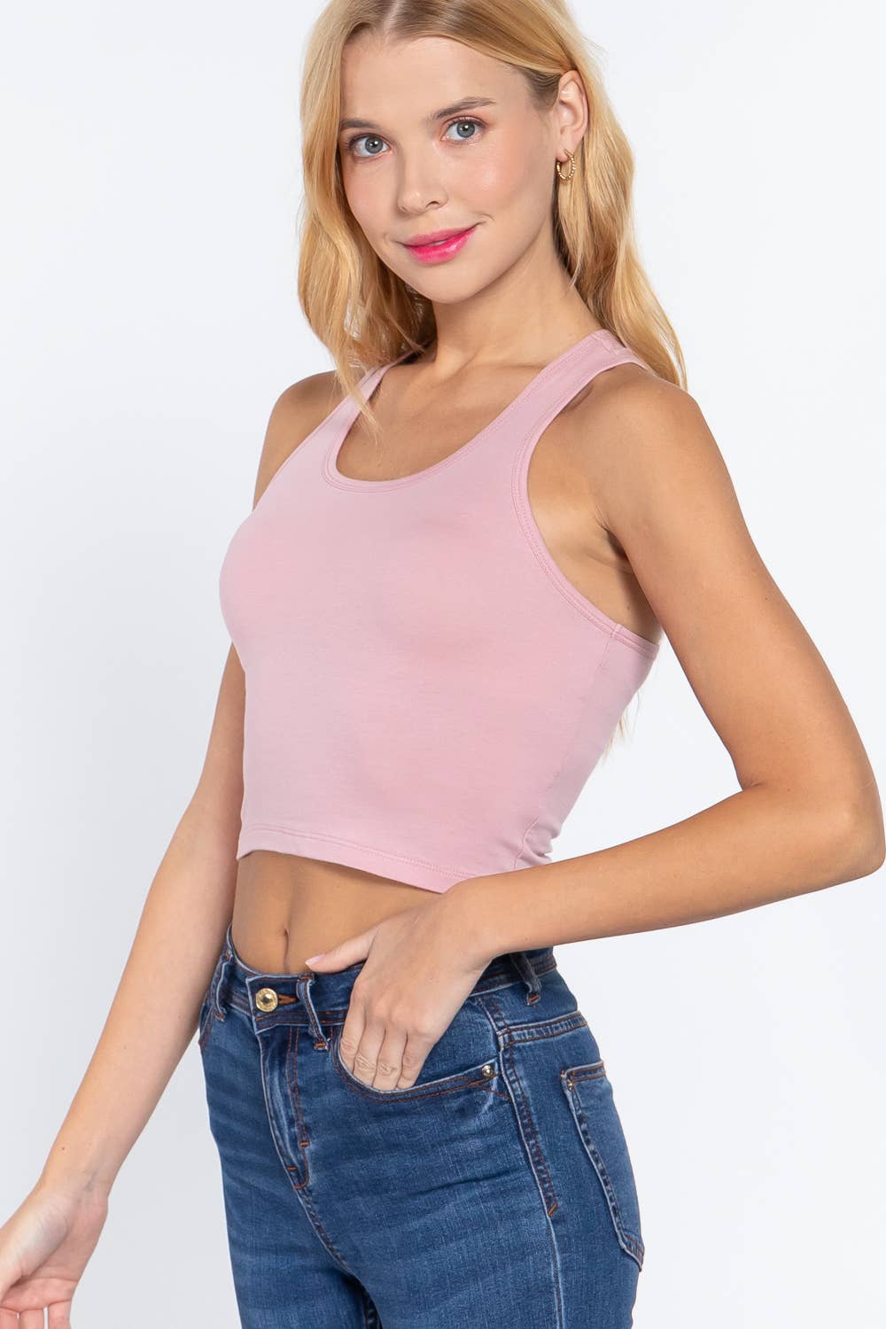 42POPS - Wholesale Knit Top - Women's - ,,.42POPS Fitted Racerback Cotton Spandex Jersey Crop24