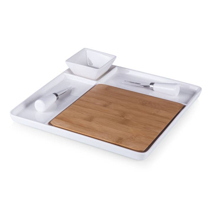 Bamboo White Porcelain Peninsula Cutting Board & Serving Tray - Core for wholesale on Faire