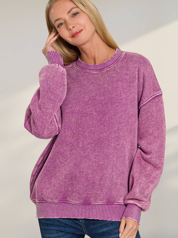 "._ Snow Wash Fleece Oversize Pullover for wholesale by 42POPS