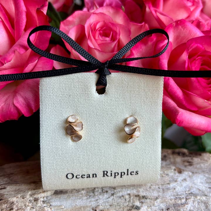 14ct Gold Plated Flower Petal Cluster Earrings for wholesale by Ocean Ripples