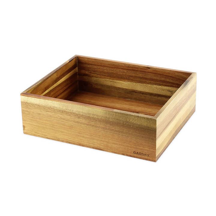 Acacia Solid Wood Storage Crate β 32 x 26 cm β Natural for wholesale by Gadsby
