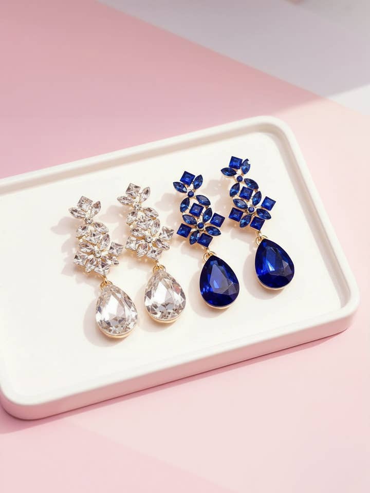 Teardrop Crystal Earrings for wholesale by Arya Jewellery Wholesale