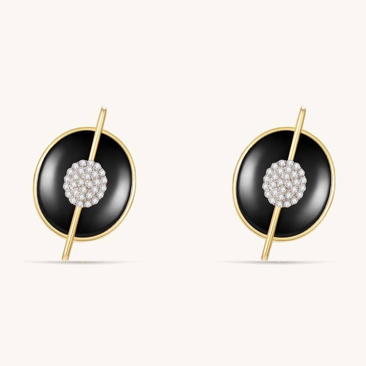 Luniverse London - Wholesale Cocktail/gelegenheidsring - Planeet Mercurius Zwarte Onyx Oorbel Stud0