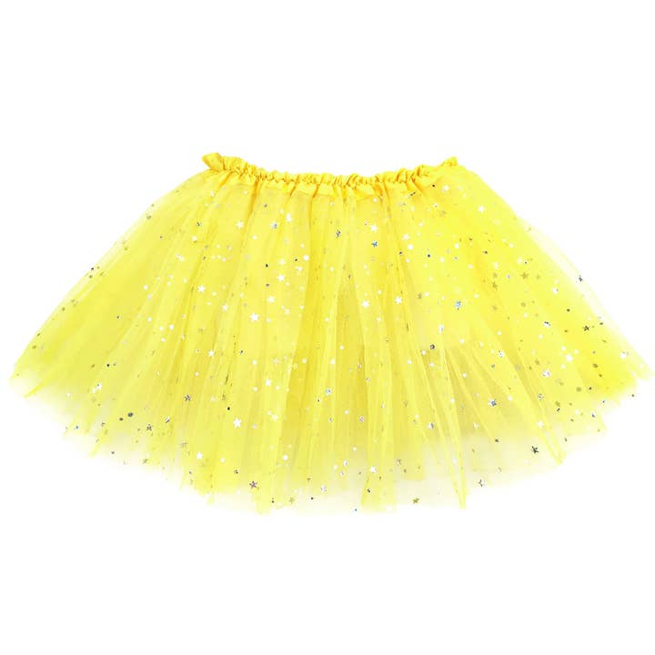 Girls Sparkle Tutu Layered Princess Ballet Skirt Yellow for wholesale by Knotty Kid
