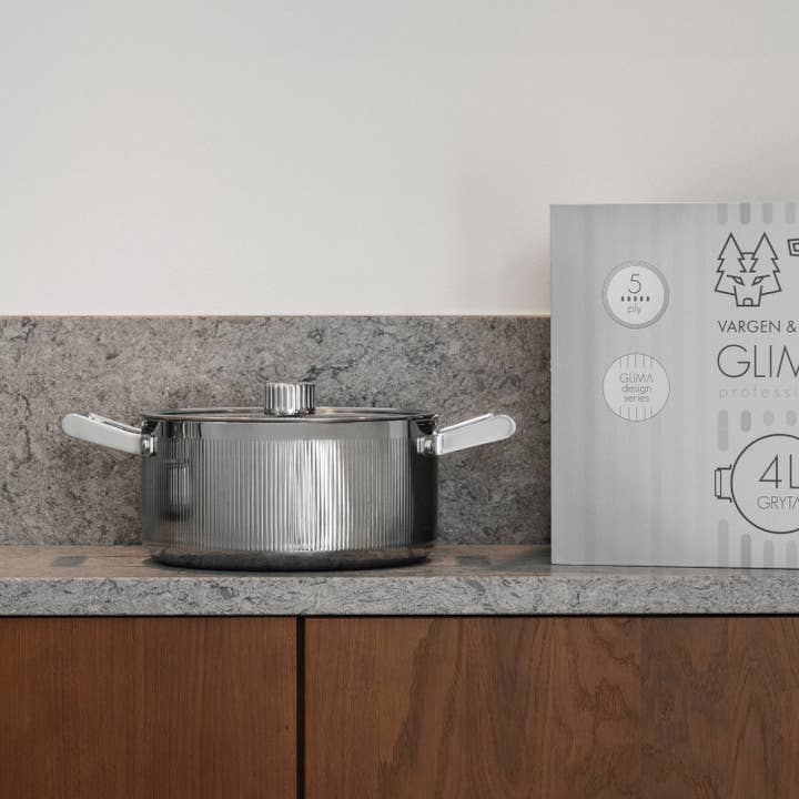 GLIMA Casserole 4 L avec couvercle – Acier 5 couches pour la vente par Vargen & Thor