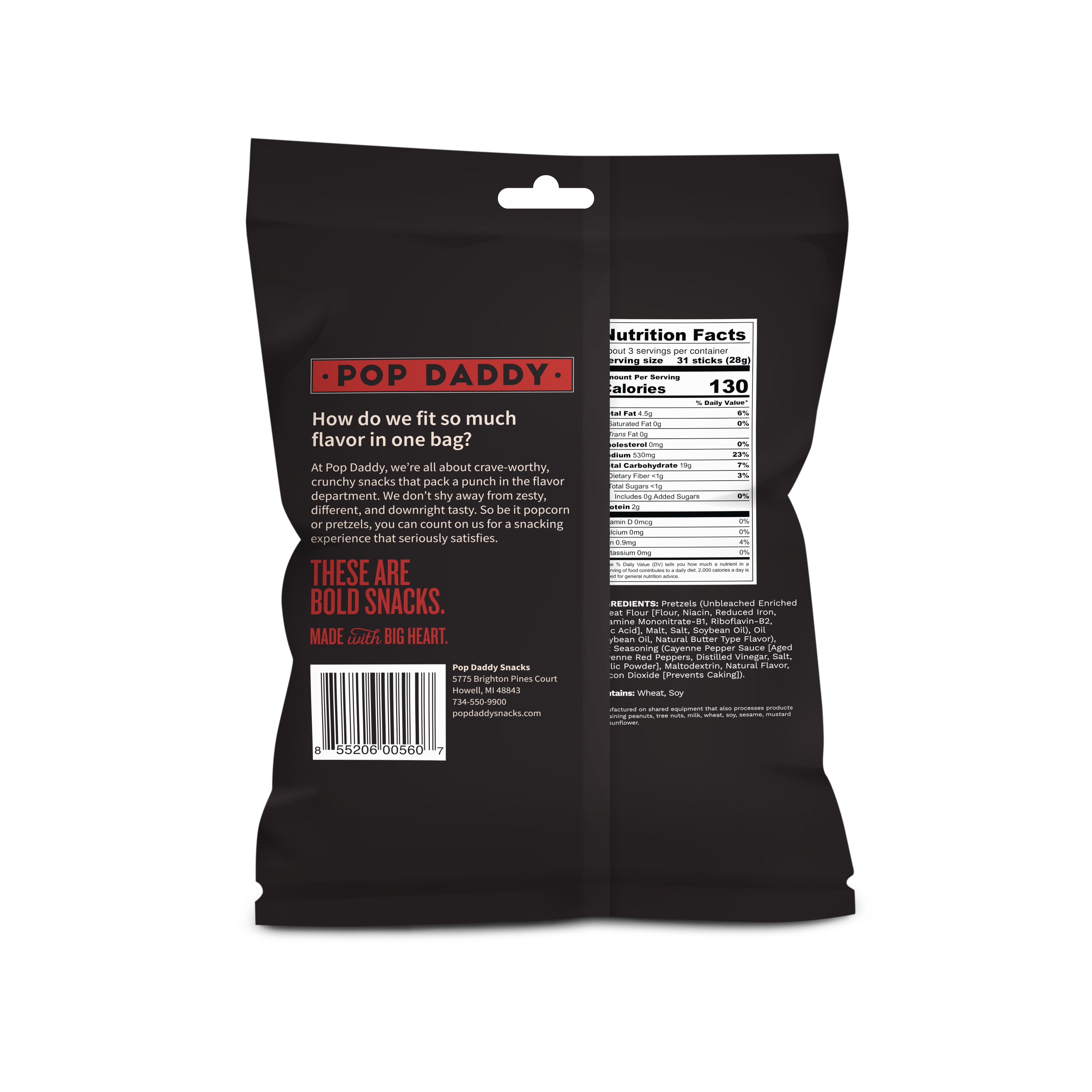 Pop Daddy Snacks - Wholesale Pretzels - Pop Daddy – Hot Sauce Seasoned Pretzels 3.0oz1