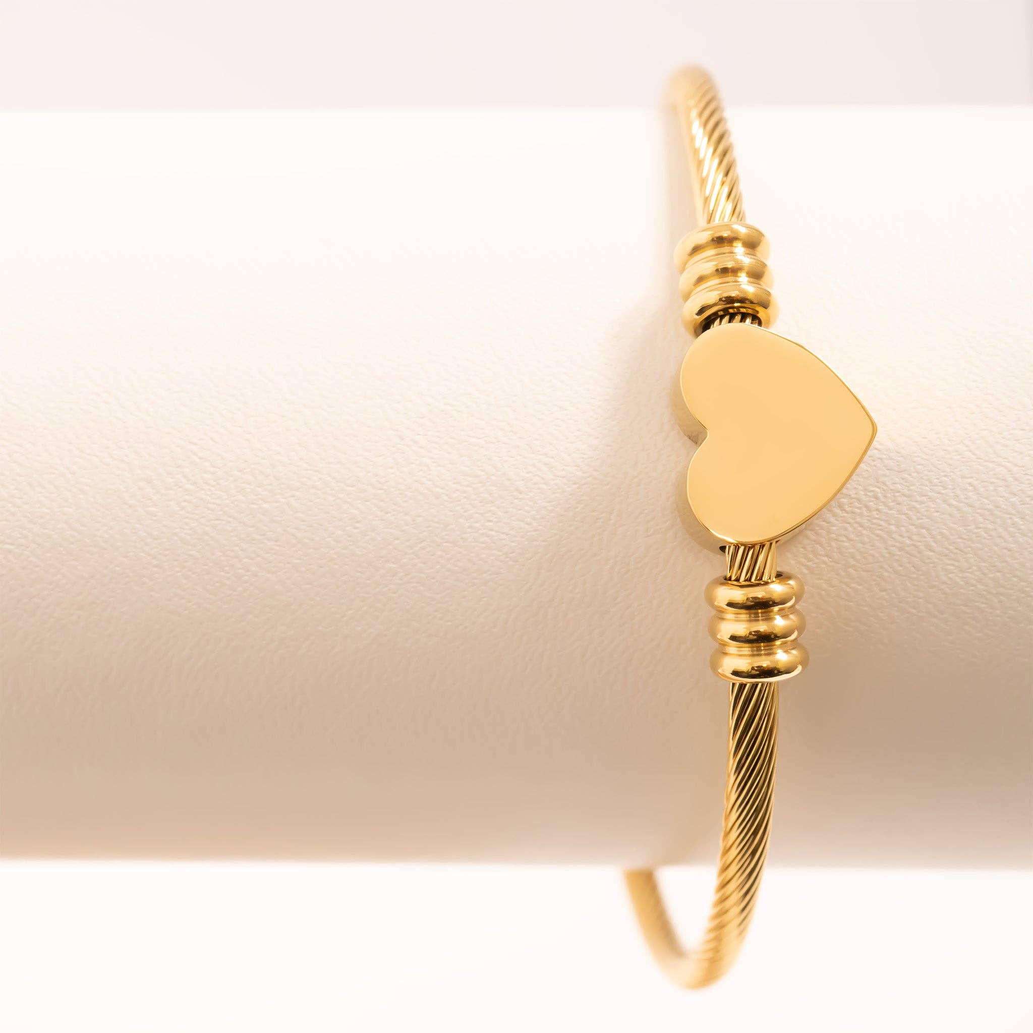 WJW - Wholesale Cuff Bracelet - 18K Gold PVD Stainless Steel Engravable Heart Cuff Bracelet5