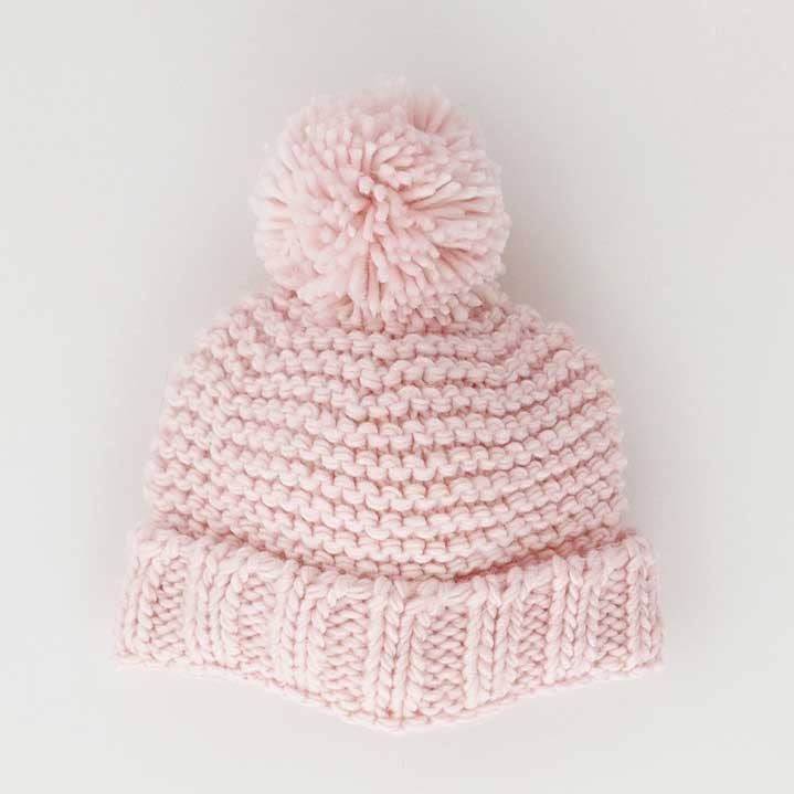 Blush Pink Garter Stitch Beanie Hat Baby & Kids for wholesale by Huggalugs