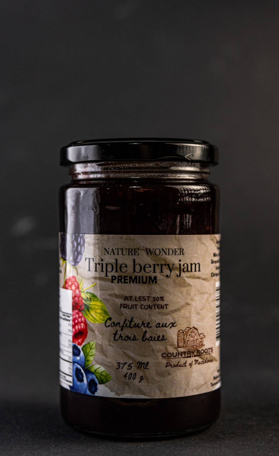 Country Roots - Wholesale Jam/Jelly - Sun-Ripened Triple Berry Jam 375 ML