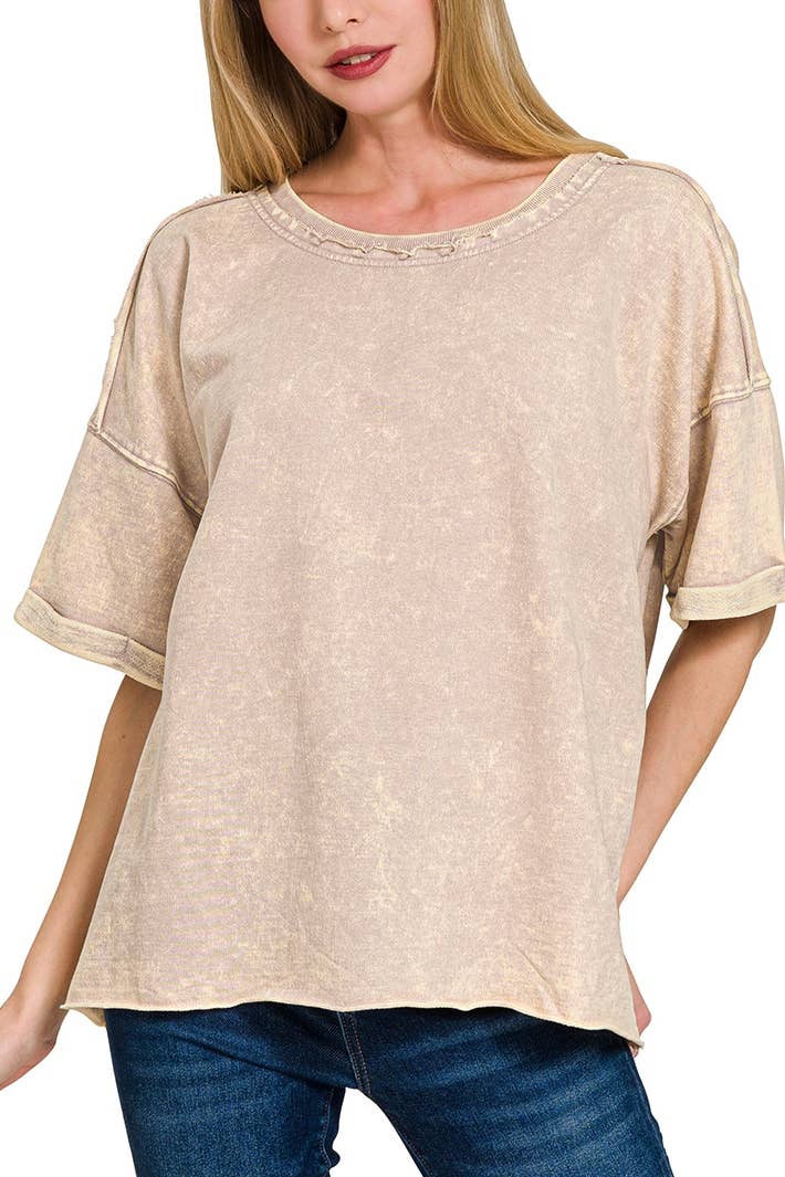 Vanilla Monkey - Wholesale Knit Top - Women's - French Terry Acid Washed Tee Shirts8