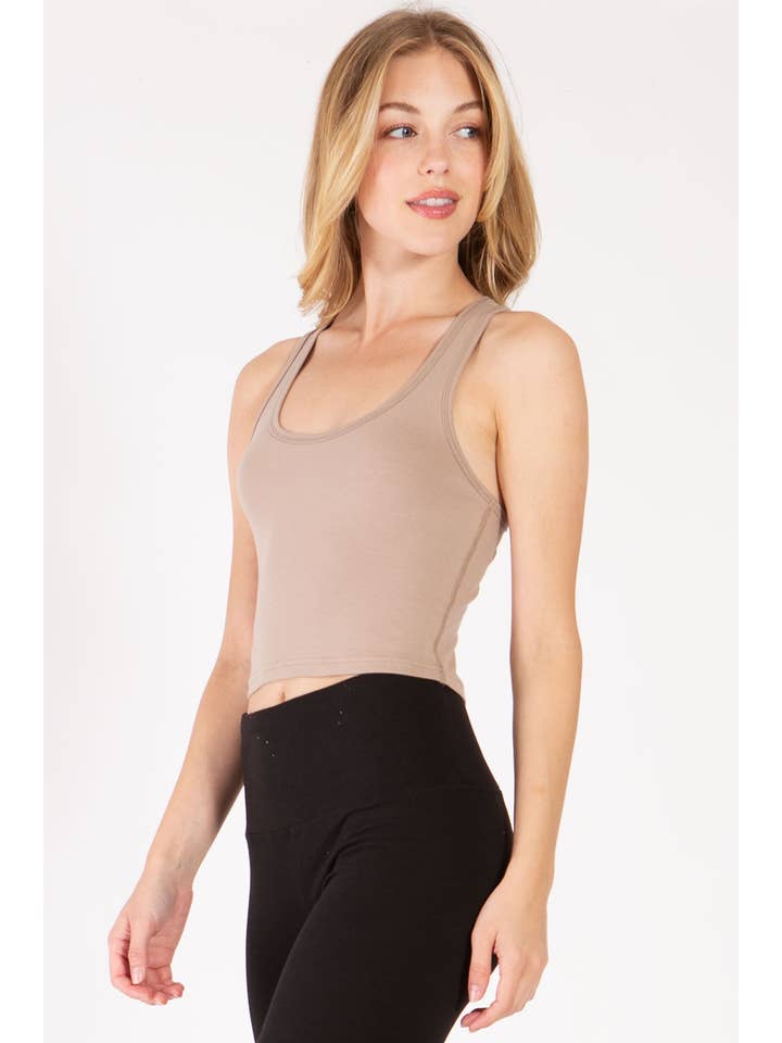 Color 5 - Wholesale Tank Top - Women's - Solid color cotton lycra cropped tank top with racer back