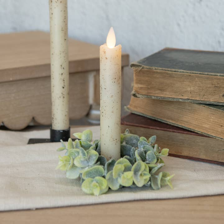 4" EUCALYPTUS TAPER CANDLE RING for wholesale by Ragon House