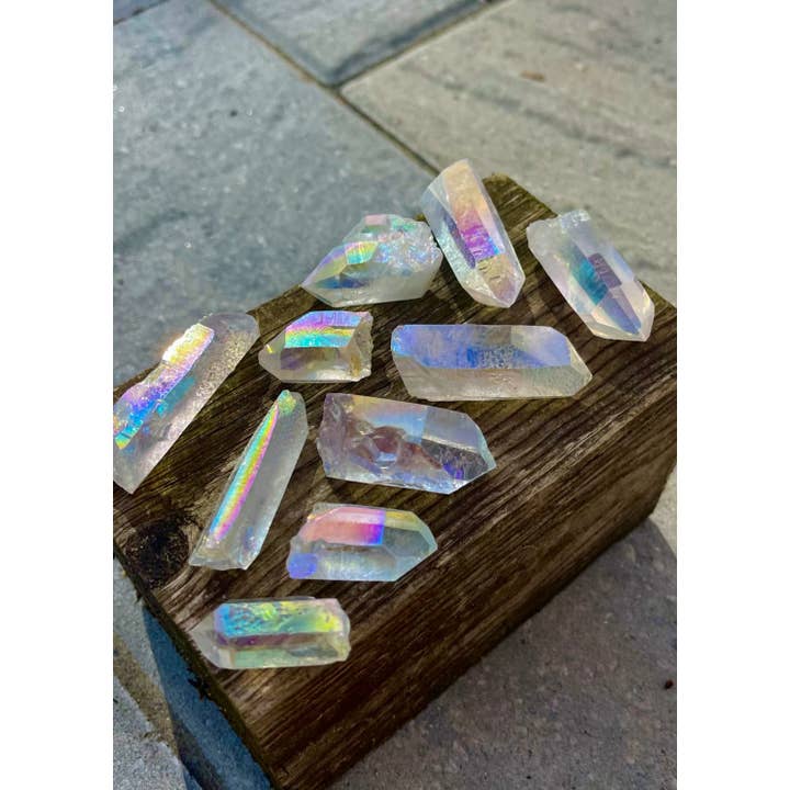 Tumbledshop – Pedra/cristal espiritual por atacado – Anjo Aura Pontos Cristal Quartzo, Arco-íris Aura Cristal
