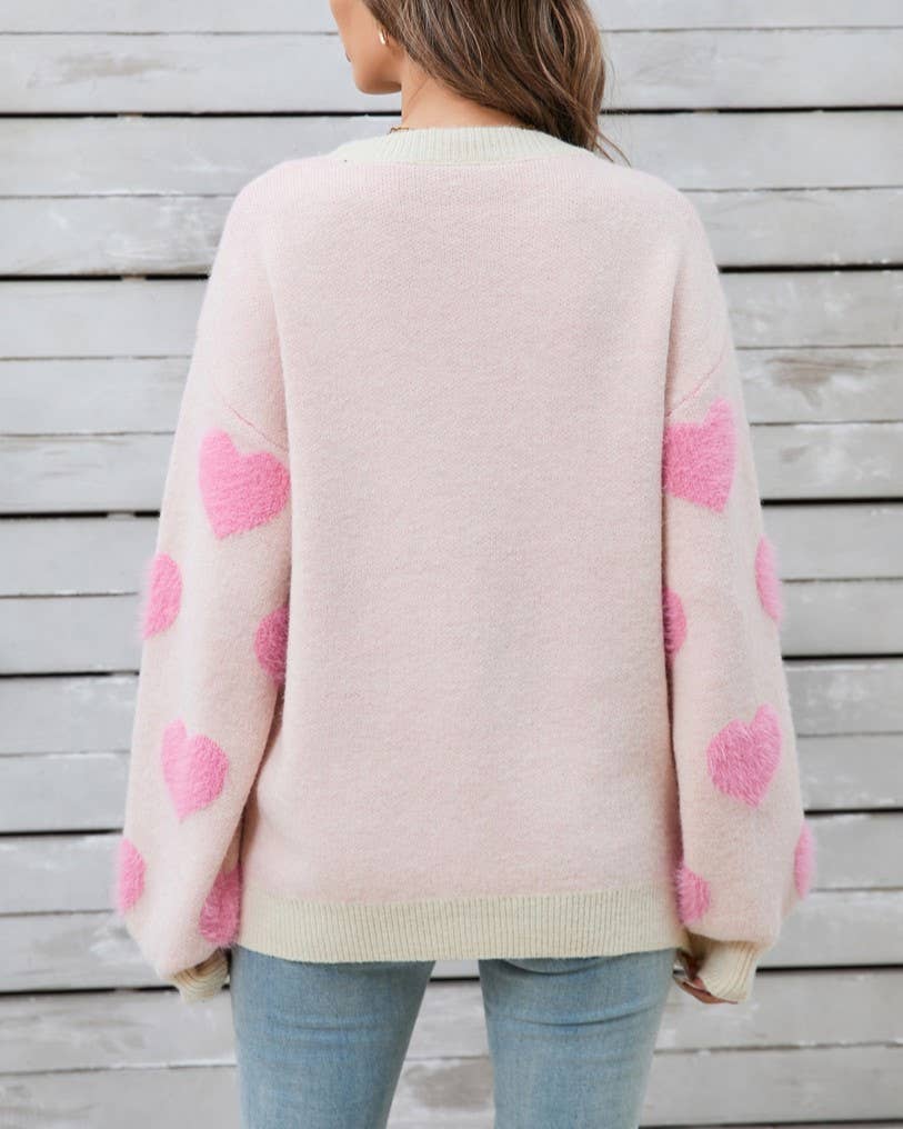 Rosa Clothing - Wholesale Knit Sweater - Women's - Cosy Hearts Jacquard Knitted Sweater7