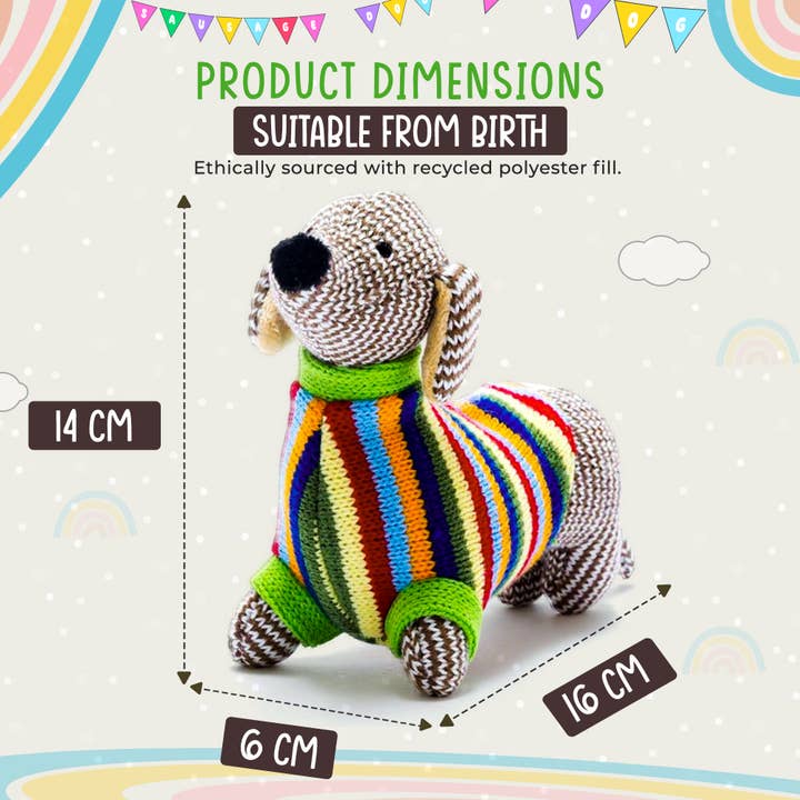 Best Years Ltd - Wholesale Handheld Rattle - Baby - Knitted Sausage Dog Baby Rattle