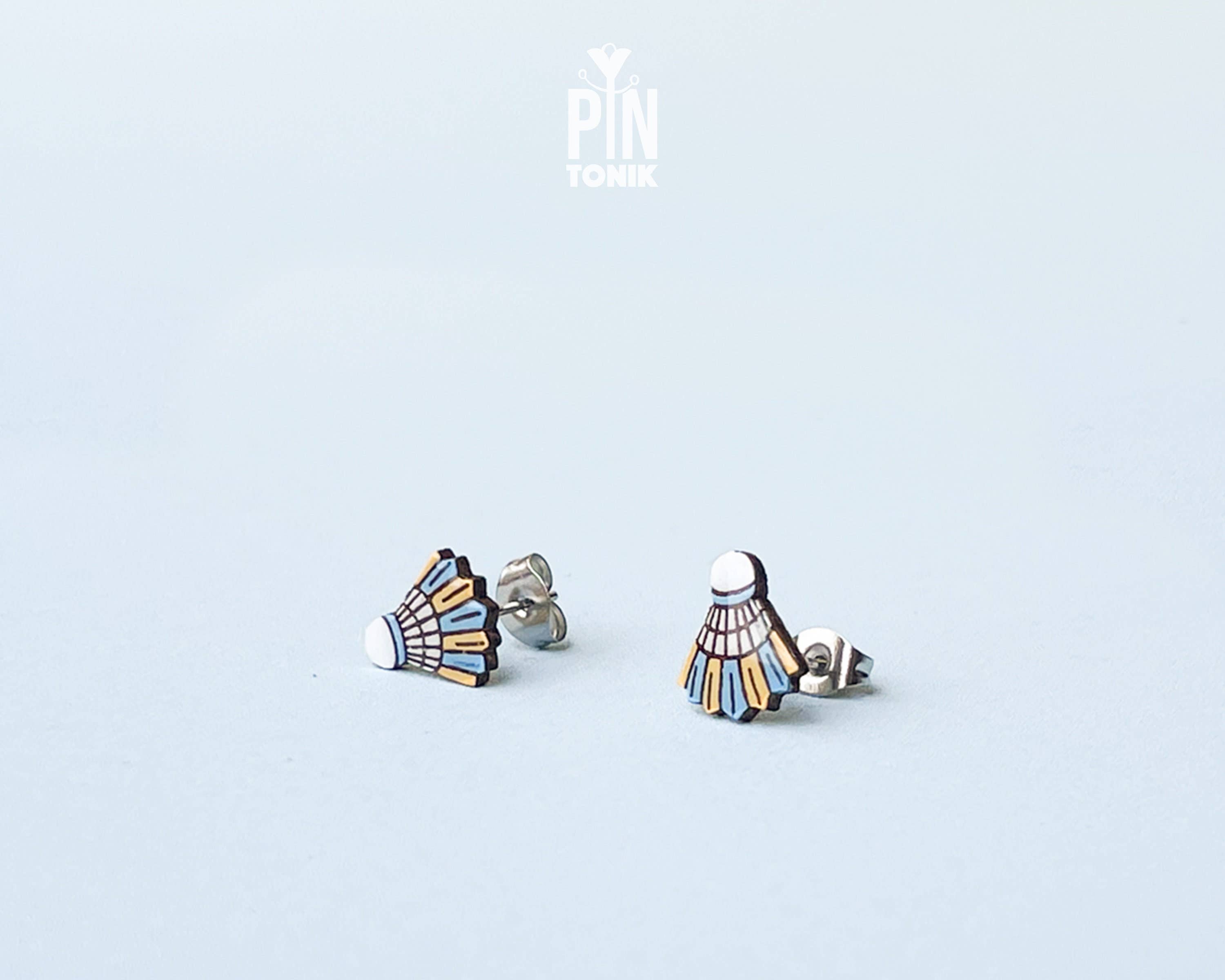 PinTonik - Wholesale Stud/Post Earrings - Shuttlecock Badminton Earrings - Sports Jewelry4