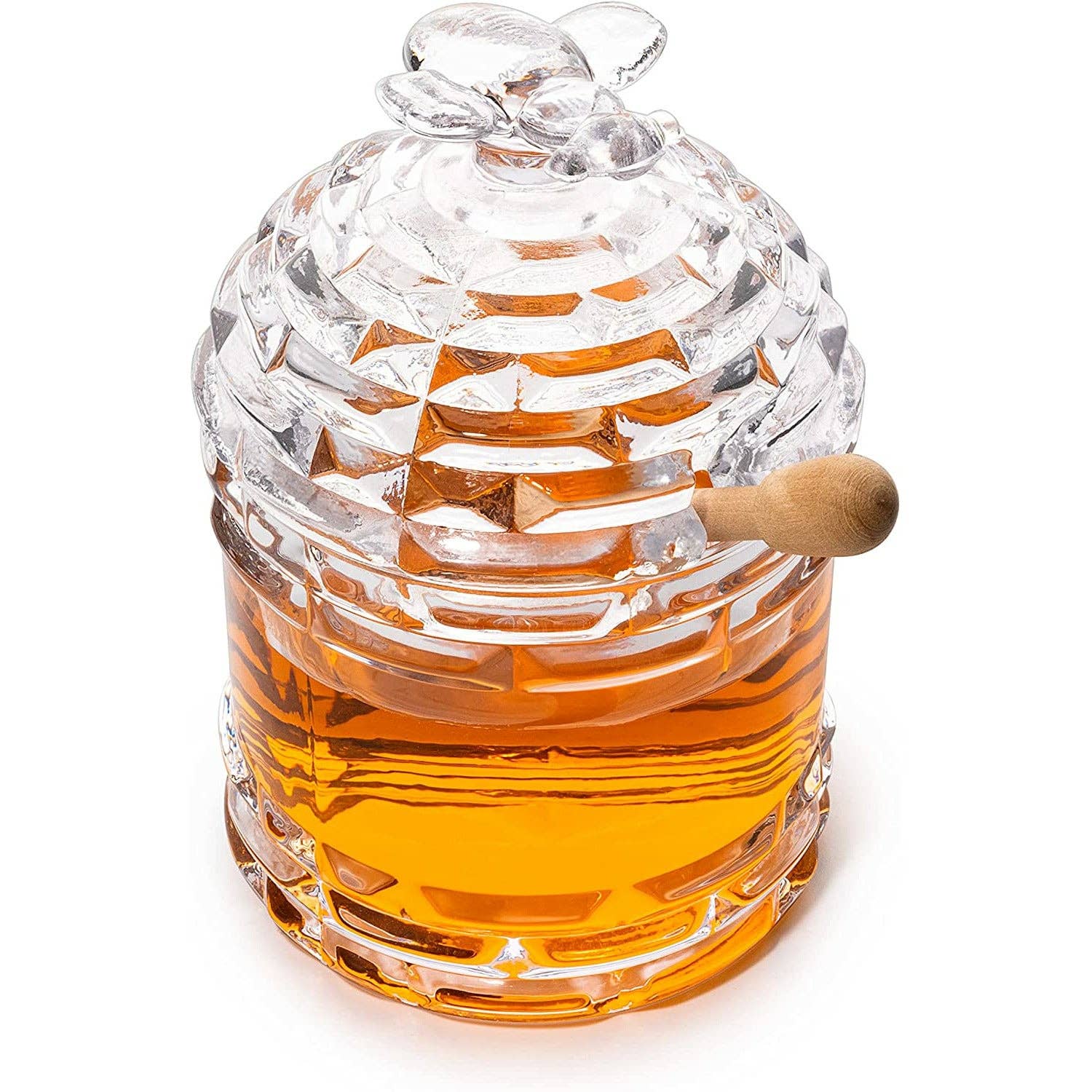 The Wine Savant /  Khen Glassware - Wholesale Honey Pot - Bee Honey Jar, Rosh Hashanah 5" H - Glass Honey Pot1
