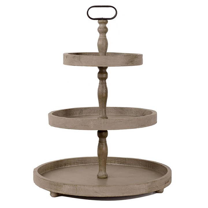 Vagabond Vintage - Wholesale Decorative Tray - Rustic Recycled Pine 3-Tier Round Display