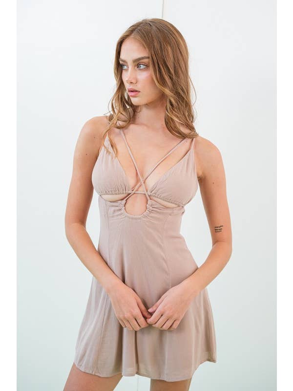 Papermoon - Wholesale Dress - Women's - PD16392 - Violet Cut Out Cross Body Self Tie Mini Dress1