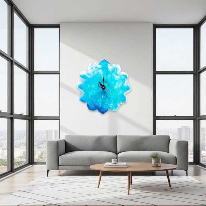 Handmade Holographic Resin Wall Clocks Handmade Decor for wholesale by Face It Home Decor