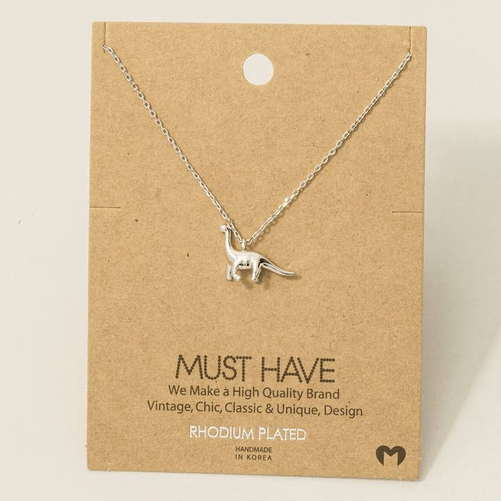 Fame Accessories - Wholesale Pendant/Charm Necklace - Gold Dipped Brachiosaurus Dinosaur Pendant Necklace4