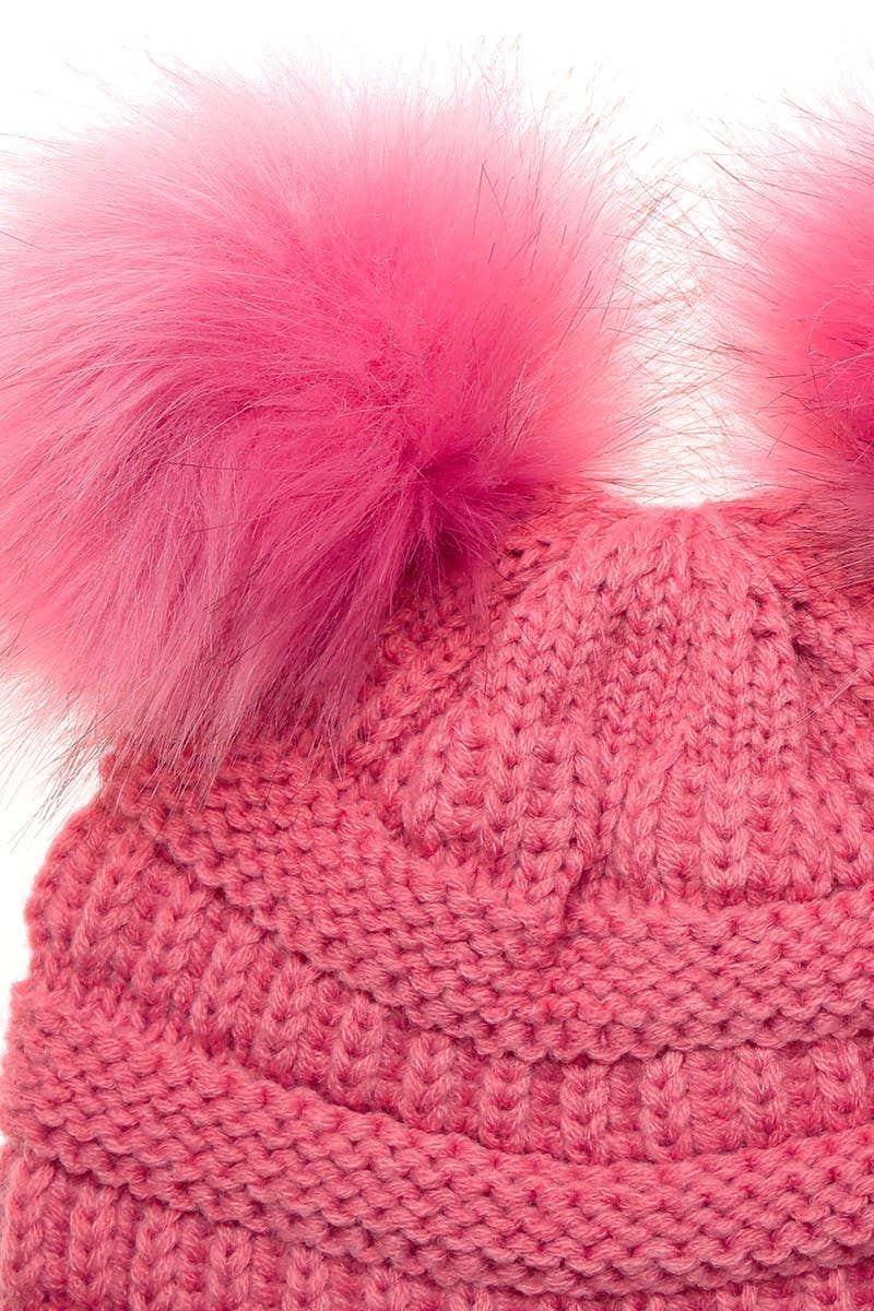 Fashion City - Vendita all'ingrosso Berretto - Bambini - Berretto invernale per bambini con doppio pompon16