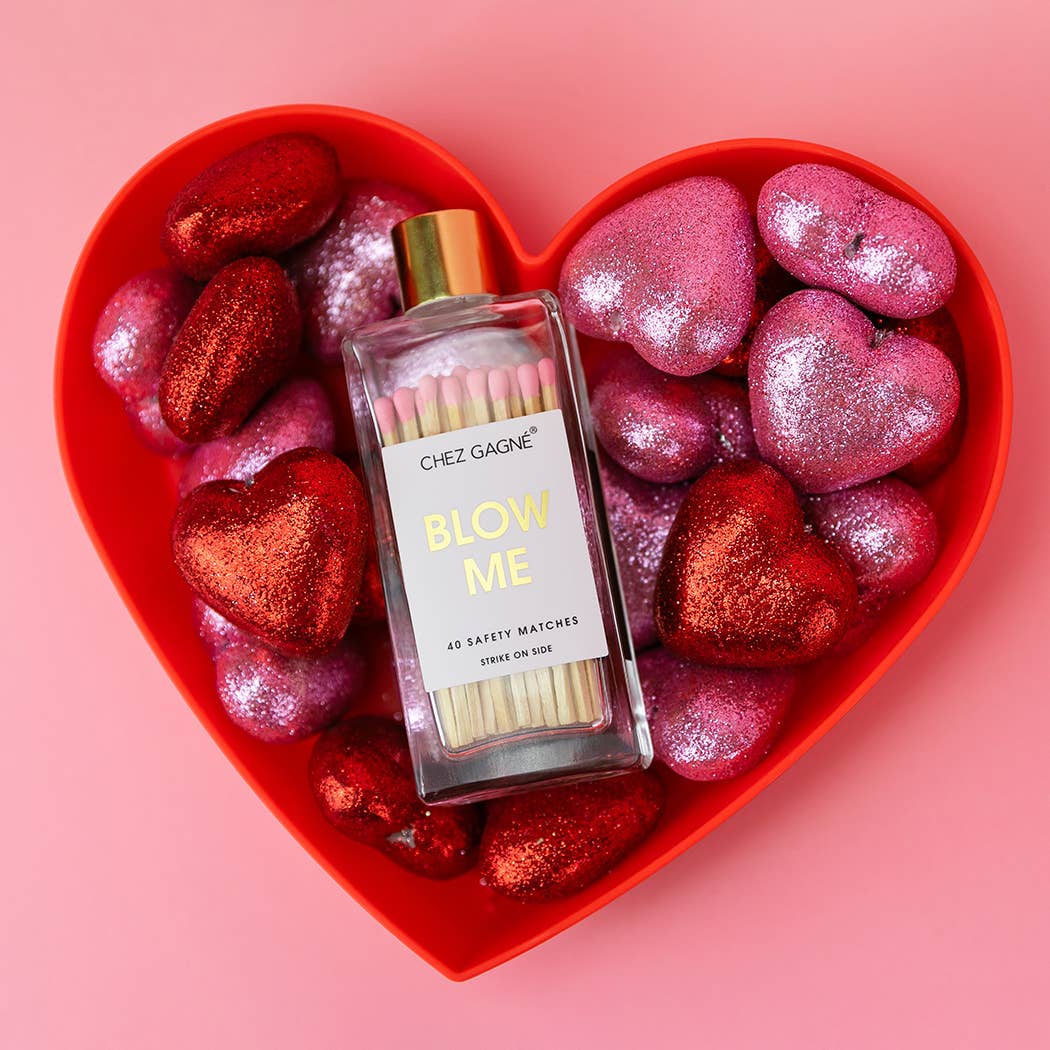 Chez Gagné - Vente Allumettes - Blow Me - Boîte en verre d'allumettes de sûreté roses3
