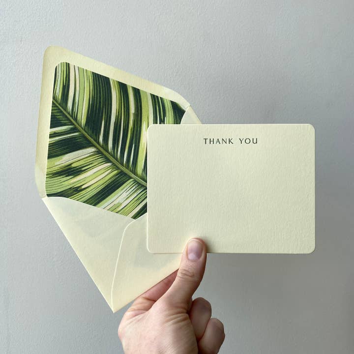 Forest Leaf Thank You Letterpress Stationery Pack for wholesale by The Happy Envelope