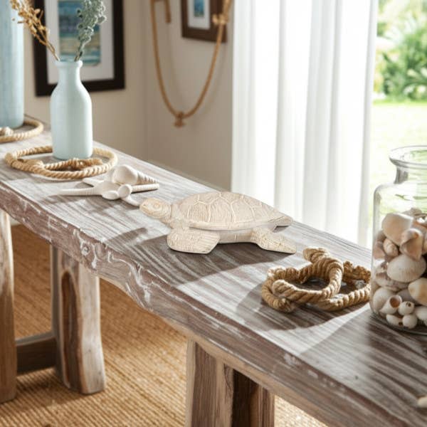 Sagebrook Home - Wholesale Decorative Figurine - Decorative Figurine - Ivory Resin Solid Sea Turtle. 10 in.