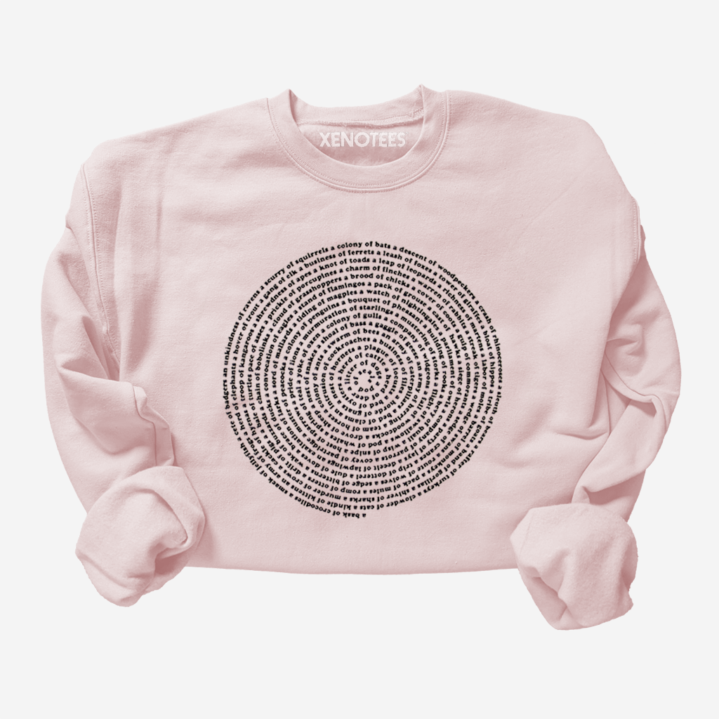Xenotees - Wholesale Graphic Sweatshirt - Women's - Cozy Collective Animal Nouns Sweatshirt, Bookish Word Lovers3
