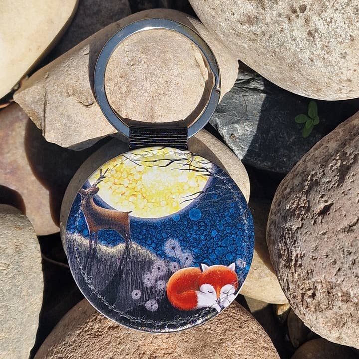 By Jo Crafts – wholesale Keychain – Unisex – 25/187-KR - Moonlight Animal Faux Leather Keyring2