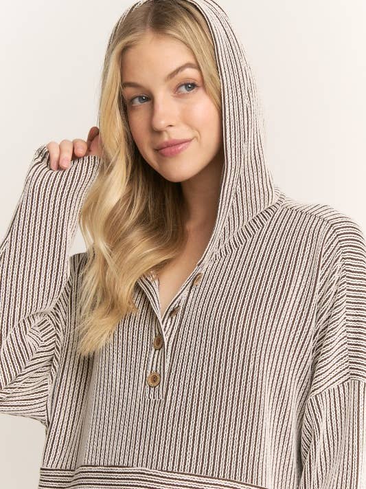 HEIMISH - Vendita all'ingrosso Tunica - Donna - ET7991-10 FELPA CON CAPPUCCIO A RIGHE URBAN RIB A MANICHE LUNGHE3