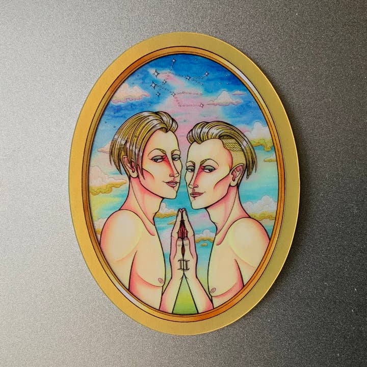 Gemini the Twins - Astrological sticker - Zodiac Sun Signs for wholesale by Thruhalia's Art