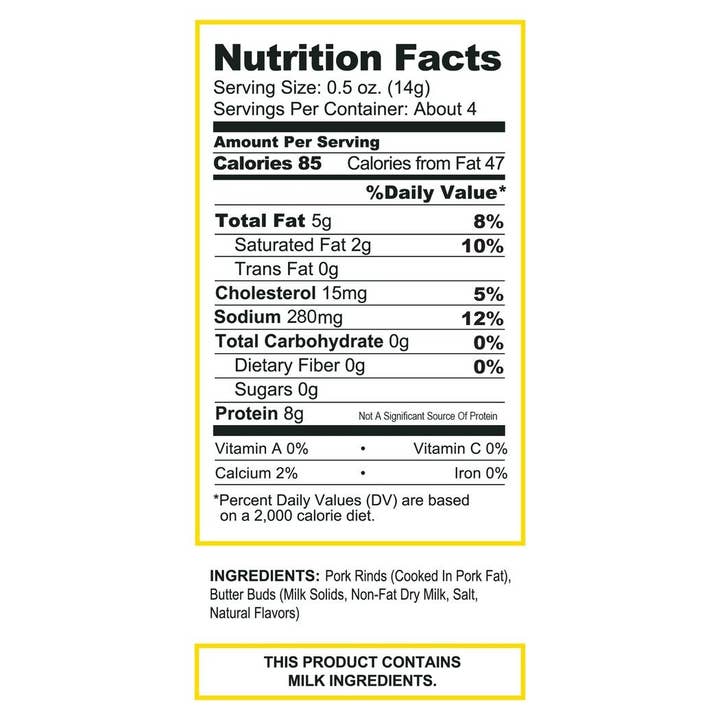 Pork King Good - Wholesale Puffed Snack - Pork King Good Salted Butter Pork Rinds 1.75oz Bag