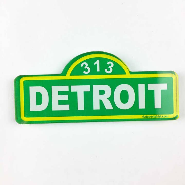 Imán - Señal de tráfico de Detroit para venta al por mayor de Detroit Shirt Co.