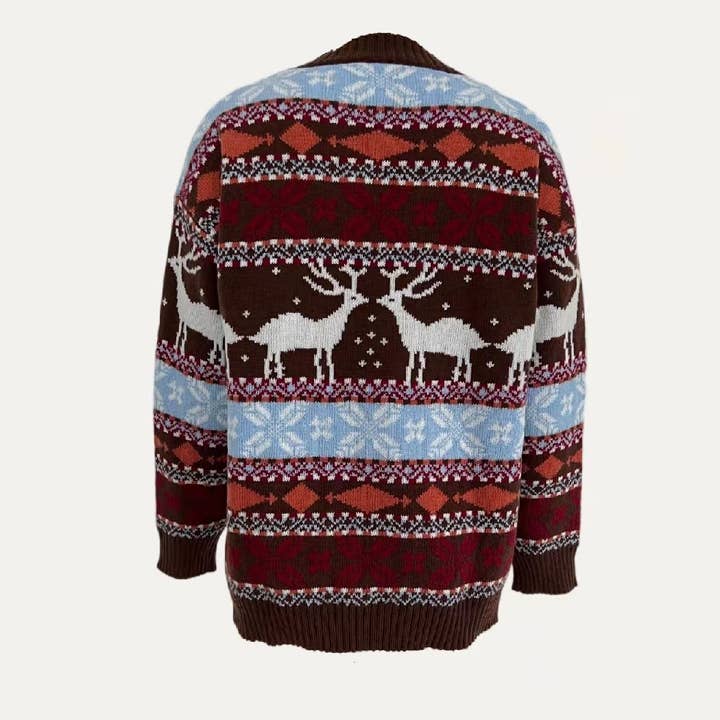 The Moment Collection - Wholesale Knit Sweater - Women's - Warmy Elk Geometric Pattern Long Sleeve Knti Sweater1