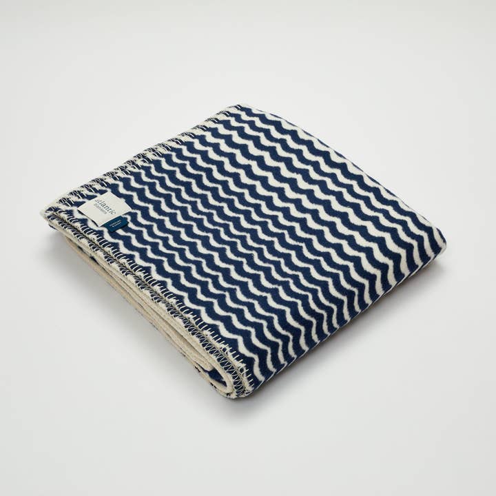 Navy Swell Recycled Cotton Blanket for wholesale by Atlantic Blankets