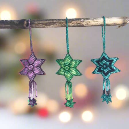 Star Seed Bead Seed Bead Ornament - Guatemala for wholesale by Lumily